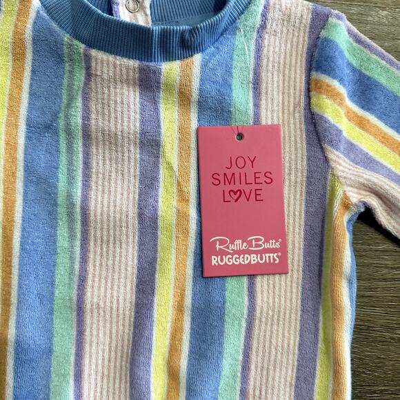 Ruffle Butts Rainbow Lane Stripped Terry Knit Sweatshirt Size 12-18 Months NEW - Picture 2 of 6
